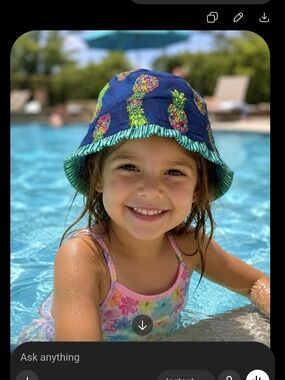 Uv Skinz Kids Pineapple Bucket Hat - Navy with Teal Trim  Revirsible Size 6